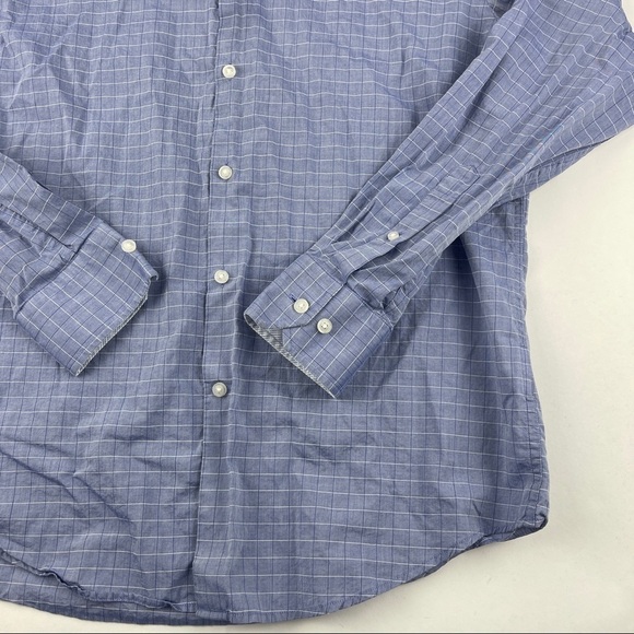 Joseph Aboud Button Up Shirt Mens Large Blue Plaid Long Sleeve - Picture 8 of 8